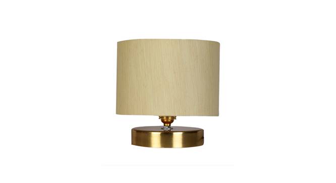 Louie Off-White Cotton Table Lamp With Gold Wood Base (White) by Urban Ladder - Front View Design 1 - 736891