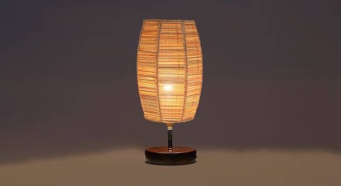 Kona Dholak Bamboo Table Lamp With Brown Wood Base (Beige) by Urban Ladder - Design 1 Side View - 736895