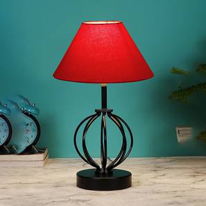 Amira Red cotton Table lamp with Iron Base-image-22