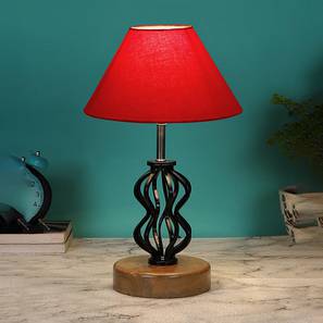 devansh Amiyah Red cotton Table lamp with Wood & Iron Base-picture-14