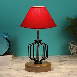 Dahlia Red cotton Table lamp with Wood & Iron Base-image-32