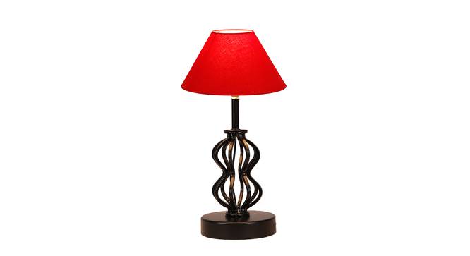 Octavia Red Cotton Table Lamp With Iron Base (Red) by Urban Ladder - Design 1 Side View - 737049