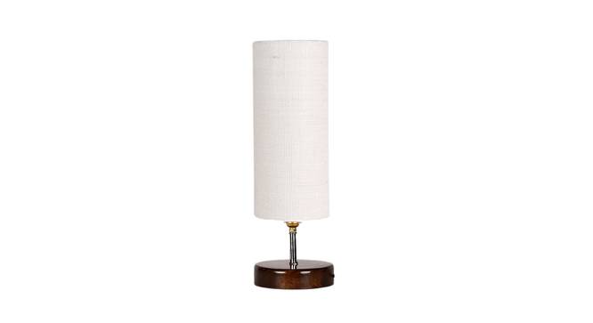 Maverick White Jute Table Lamp With Brown Wood Base (White) by Urban Ladder - Front View Design 1 - 737105