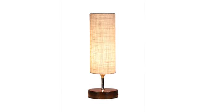 Maverick White Jute Table Lamp With Brown Wood Base (White) by Urban Ladder - Design 1 Side View - 737109