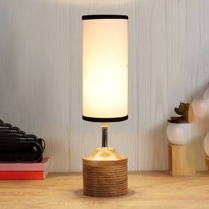 Alexandra Wood Table lamp with Multicolor cotton Shade