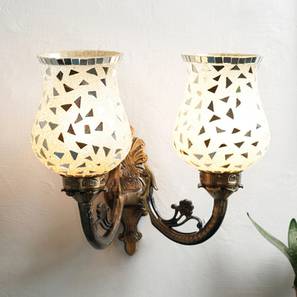 Lighting In New Delhi Design Riley Antique Metal Double Wall Mounted Lamp With Multicolor Mosaic Glass