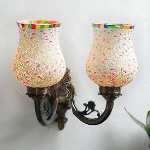 devansh Gus Antique Metal Double Wall Mounted Lamp With Multicolor Mosaic Glass-picture-16
