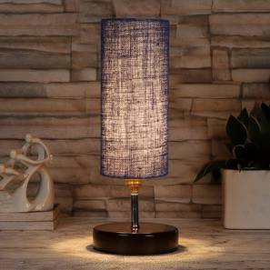 devansh Boris Blue Jute table lamp with brown wood base-picture-12