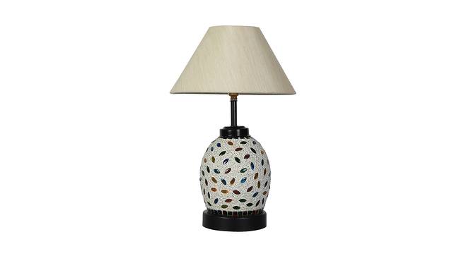 Jordan Off-White Cotton Glass Table Lamp With Iron Base (White) by Urban Ladder - Front View Design 1 - 737146