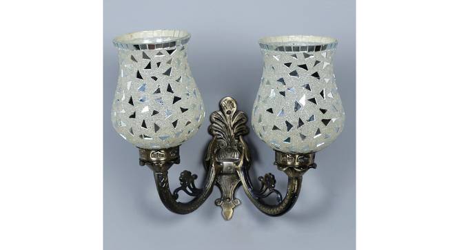 Riley Antique Metal Double Wall Mounted Lamp With Multicolor Mosaic Glass by Urban Ladder - Front View Design 1 - 737152