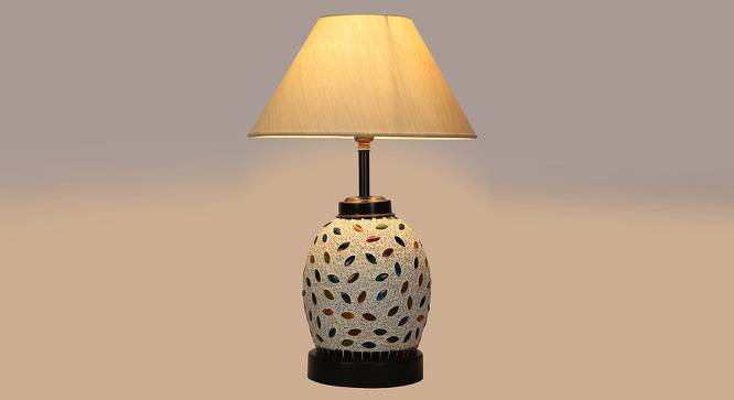 Jordan Off-White Cotton Glass Table Lamp With Iron Base (White) by Urban Ladder - Design 1 Side View - 737178