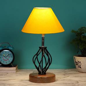 Kali Yellow cotton Table lamp with Wood & Iron Base-image-45
