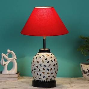 Stephanie Red cotton Glass Table lamp with Iron Base-image-33