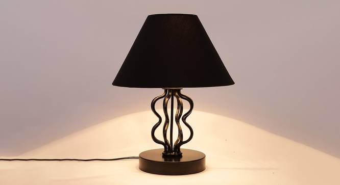 Adelyn Black Cotton Table Lamp With Iron Base (Black) by Urban Ladder - Design 1 Side View - 737320