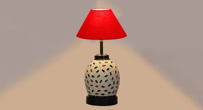 Stephanie Red Cotton Glass Table Lamp With Iron Base (Red) by Urban Ladder - Design 1 Side View - 737328