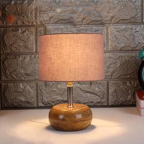 Genevieve Grey cotton & solid wood table lamp-image-6