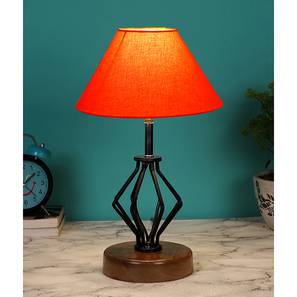 Table Lamps Design Aylin Orange Cotton Table Lamp With Wood And Iron Base (Orange)