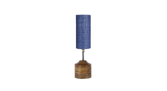 Amara Wood Table Lamp With Blue Jute Shade (Blue) by Urban Ladder - Front View Design 1 - 737449
