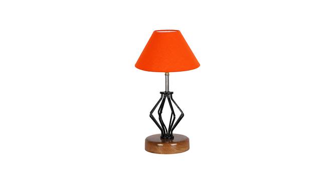 Aylin Orange Cotton Table Lamp With Wood And Iron Base (Orange) by Urban Ladder - Front View Design 1 - 737450