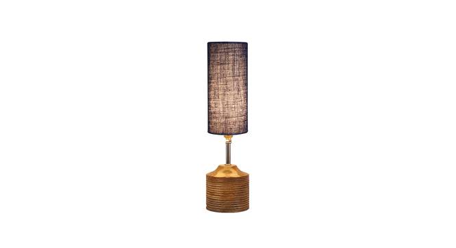 Amara Wood Table Lamp With Blue Jute Shade (Blue) by Urban Ladder - Design 1 Side View - 737486