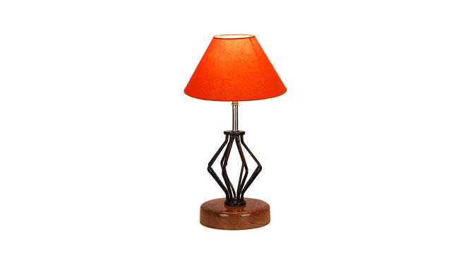 Aylin Orange Cotton Table Lamp With Wood And Iron Base (Orange) by Urban Ladder - Design 1 Side View - 737487