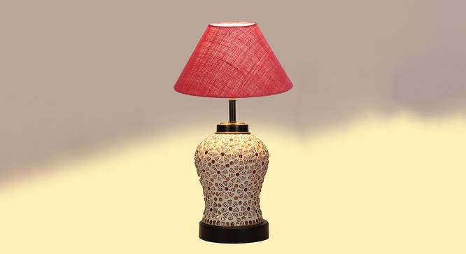 Averie Pink Jute Glass Table Lamp With Iron Base (Pink) by Urban Ladder - Design 1 Side View - 737489