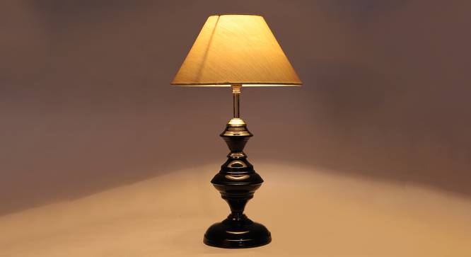 Astrid Off-White Cotton Table Lamp With Iron Base (White) by Urban Ladder - Design 1 Side View - 737493