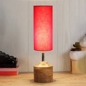 Elliana Wood Table lamp with Red cotton Shade-image-21
