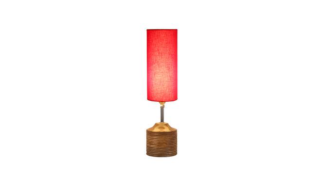 Elliana Wood Table Lamp With Red Cotton Shade (Red) by Urban Ladder - Design 1 Side View - 737609