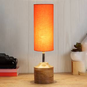 Josie Wood Table lamp with Orange cotton Shade-image-42