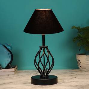 Nicole Black cotton Table lamp with Iron Base-image-49