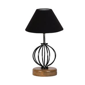 Saylor Black cotton Table lamp with Wood & Iron Base-image-49