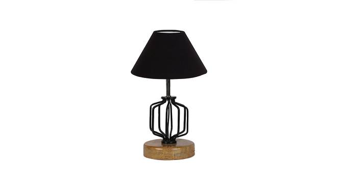 Destiny Black Cotton Table Lamp With Wood And Iron Base (Black) by Urban Ladder - Front View Design 1 - 737664