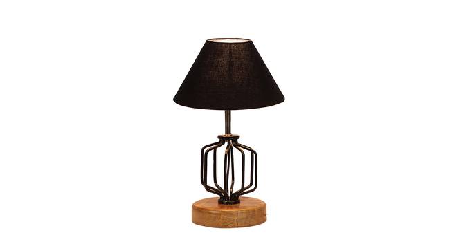 Destiny Black Cotton Table Lamp With Wood And Iron Base (Black) by Urban Ladder - Design 1 Side View - 737671