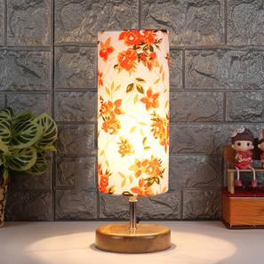 Lighting In New Delhi Design Khloe Wood Table Lamp With Multicolor Cotton Shade