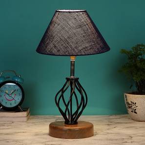 Joanna Blue Jute Table Lamp With Wood & Iron Base-image-43