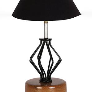 Avianna Black cotton Table lamp with Wood & Iron Base-image-45