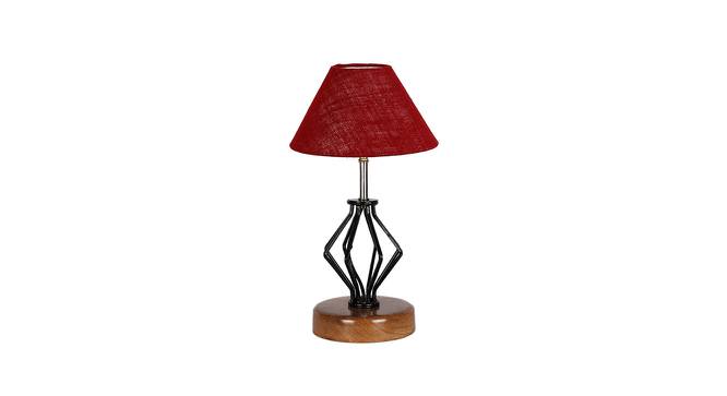 Aniya Maroon Jute Table Lamp With Wood And Iron Base (Maroon) by Urban Ladder - Front View Design 1 - 737946