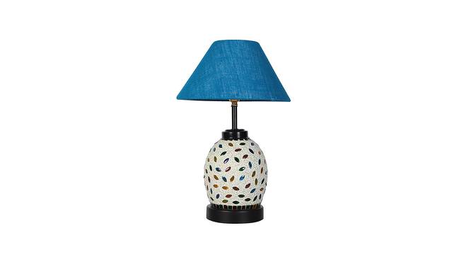 Scarlet Turquoise Jute Glass Table Lamp With Iron Base (Blue) by Urban Ladder - Front View Design 1 - 737958