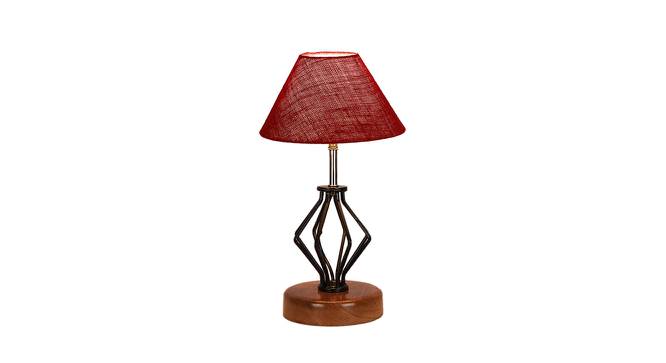 Aniya Maroon Jute Table Lamp With Wood And Iron Base (Maroon) by Urban Ladder - Design 1 Side View - 737979