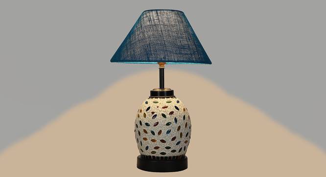 Scarlet Turquoise Jute Glass Table Lamp With Iron Base (Blue) by Urban Ladder - Design 1 Side View - 737990