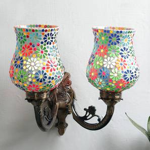 devansh Troy Antique Metal Double Wall Mounted Lamp With Multicolor Mosaic Glass-picture-19