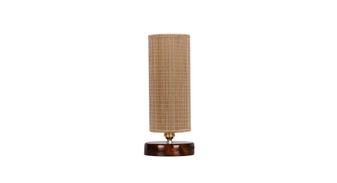 Waldo Round Bamboo Table Lamp With Brown Wood Base (Beige) by Urban Ladder - Front View Design 1 - 738097