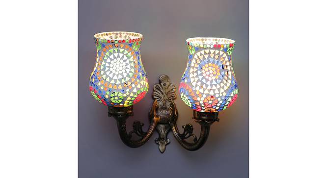 Inis Antique Metal Double Wall Mounted Lamp With Multicolor Mosaic Glass by Urban Ladder - Design 1 Side View - 738111