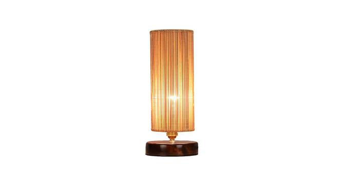 Waldo Round Bamboo Table Lamp With Brown Wood Base (Beige) by Urban Ladder - Design 1 Side View - 738117