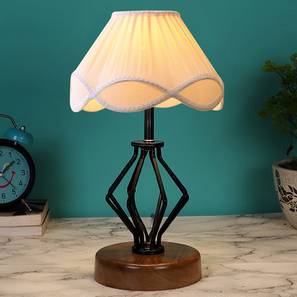 devansh Jessica Vintage Off-White Shade Table Lamp With Wood And Iron Base-picture-13