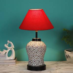 Nayeli Red cotton Glass Table lamp with Iron Base-image-40