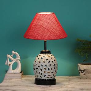 Braelynn Pink Jute Glass Table Lamp With Iron Base-image-12