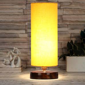 devansh Shelby Yellow cotton table lamp with brown wood base-picture-16