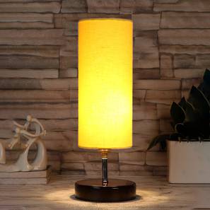 devansh Wesley Yellow cotton table lamp with brown wood base-picture-17